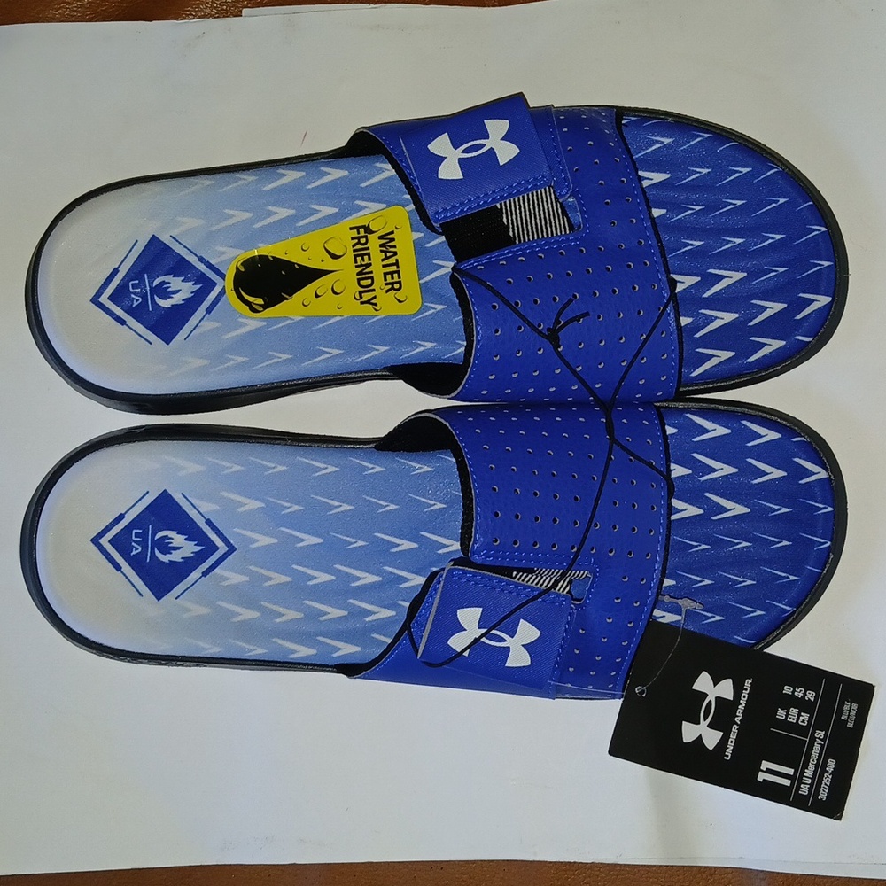 Under Armour Unisex Water Friendly blue white  size 12 slides NWT